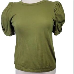 A New Day Womens Puff Sleeve Green Top